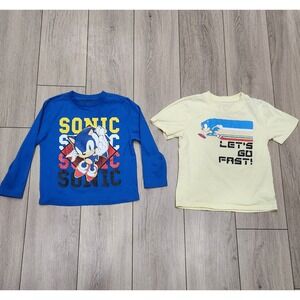 Sonic the Hedgehog Sega‎ Gamer Kids Graphic T-Shirt Lot of 2 Size 4/5